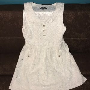 A mid-length white dress